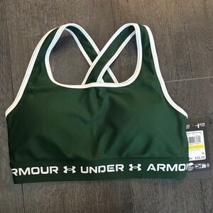 Under Armour Dark Green Sports Bra with White Trim